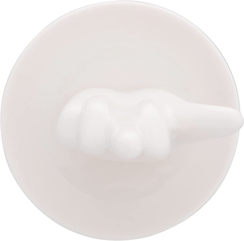 Stephanie Imports White Ceramic Middle Finger Jewelry Ring Dish Tray