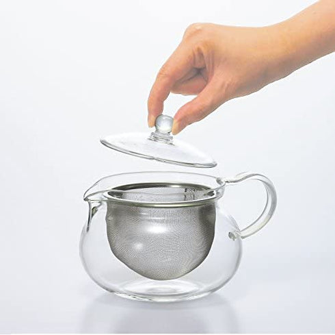 Hario ChaCha Kyusu Maru Teapot Heatproof Glass Teapot 450 mL, Glass