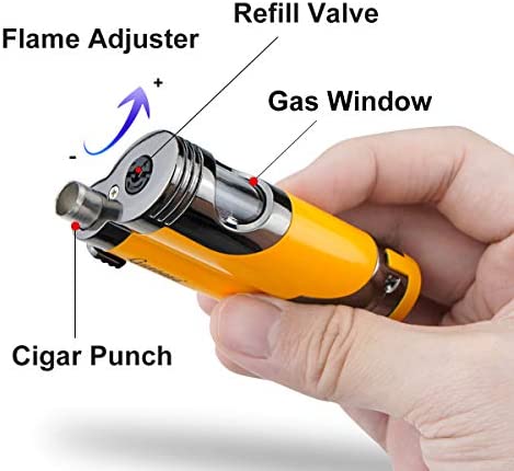 GUEVARA Butane Torch Lighter with Punch Windproof Double Jet Lighters