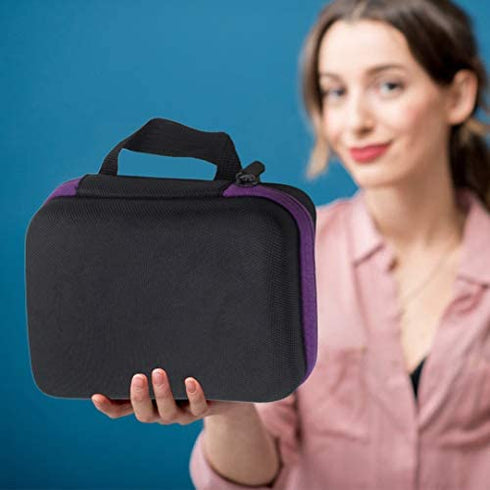 Essential Oils Storage, TUZAZO Essential Oils Carrying case for 30 Bottles 5ml 10ml 15ml, Hard Shell Shockproof & Durable, Come with Bottle Opener, Bottle Cap Labels (Black&Purple)