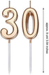 30th Birthday Candles Cake Number Candles Happy Birthday Cake Candles Topper Decoration for Birthday Wedding Anniversary Celebration Favor, Champagne Gold