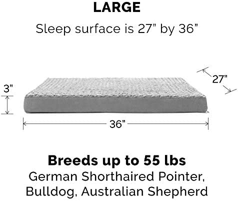 Furhaven Ultra Plush Curly Faux Fur & Suede Mattress Dog Bed Replacement Cover - Gray, Large