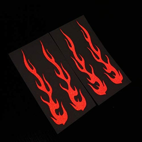 Red Hot Rod Flame Fire Tribal Retro Reflective Decals Sticker for Helmet Cane Bicycle 1"x5", 4 pack