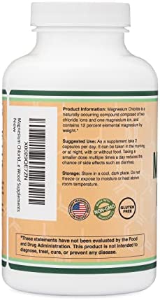 Magnesium Chloride (Cloruro De Magnesio) - 180 Capsules, 1,000mg Per Serving, Supports Digestive and Bone Health - Manufactured and Tested in The USA by Double Wood Supplements