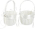 AmaJOY 2pcs Beach wedding Flower Girl Basket Ivory Flower Basket with Double Heart Rhinestone Decor