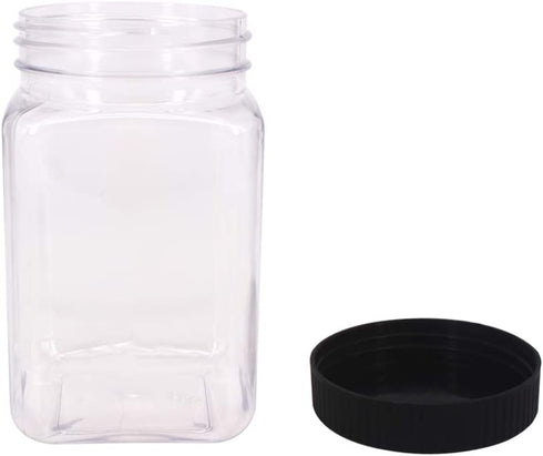 ZMYBCPACK 12 Pack 12OZ(350ml) Clear Empty Plastic Jars with Lids & Labels, 1 Pen - BPA Free Food Storage Containers for Dry Food, Peanut, Powder, Spice, Kitchen & Craft Storage Plastic Slime Jar
