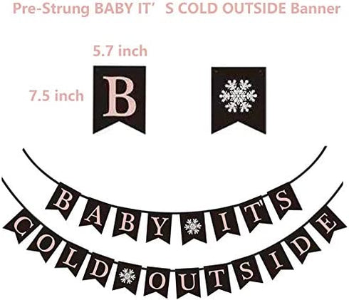 Baby It's Cold Outside Banner - Baby Its Cold Outside Baby Shower Decorations Christmas Snowflake Winter Holiday Home Decor Garland Winter Party Decorations First Birthday Party Photo Props