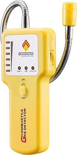 Y201 Propane and Natural Gas Leak Detector; Portable Gas Sniffer to Locate Gas Leaks of Combustible Gases Like Methane, LPG, LNG, Fuel, Sewer Gas; w/Flexible Sensor Neck, Sound & LED Alarm, eBook