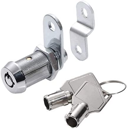 WOOCH Tubular Cam Lock Cabinet Lock,Keyed Alike Removable Key, 1-1/4" Cam and Offset Cam (1-1/8 Inch 90°, Chrome Finish, 4 Pack)