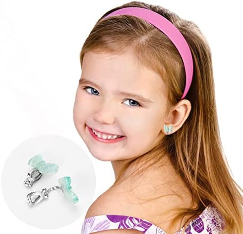 6Pairs Crystal Unicorn Clip On Earrings for Little Girls, Rainbow Earrings Butterfly Earrings Toddler Girls Dress Up Jewelry …