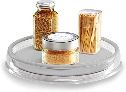 madesmart Clear 10" Turntable - Light Grey | CLEAR CLASSIC COLLECTION | Kitchen Organizer | Easy to Spin | Non-slip Lining and Rubber Feet | Easy to Clean | BPA-Free