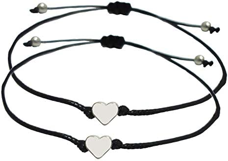 ROSTIVO Pinky Promise Bracelets Best Friend Bracelets for 2 Matching Bracelets Couples Bracelets Valentines Day Gift (Black)