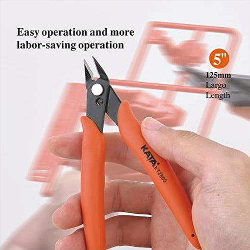 KATA 5 Inch Micro Wire Cutter,Precison Mini Flush Cutters and Clean Cut Pliers for Electronics,Model,Jewelry,Model Kits,Orange