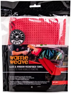 Chemical Guys MIC707 Waffle Weave Glass and Window Microfiber Towel, Red (24" x 16")