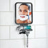 mDesign Large Modern Metal Suction Shaving Mirror Center for Bathroom Showers and Tubs - Holders for Shaving Cream and Razors - Matte Black