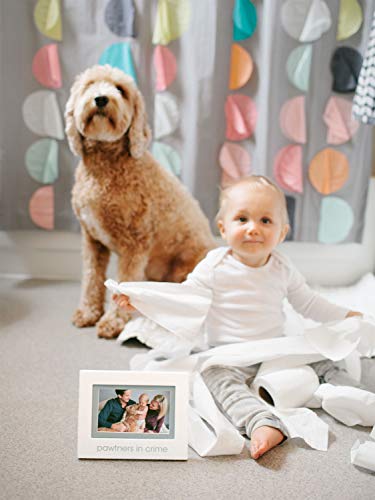 Pearhead Pawtners in Crime Sentiment Keepsake Picture Frame, Pet and Baby Best Friends Frame, Gender-Neutral Baby Nursery Décor Accessory, White