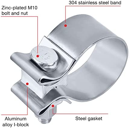 EVIL ENERGY 2.0 Inch Exhaust Clamp,Narrow Band Muffler Clamp Stainless Steel