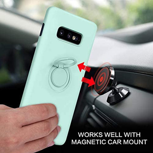 BENTOBEN Samsung Galaxy S10e Case, Slim Silicone Soft Rubber with 360° Ring Holder Kickstand Car Mount Supported Shockproof Bumper Protective Case Cover for Samsung Galaxy S10e 5.8" (2019), Mint Green