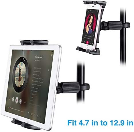 JUBOR Tablet Mounts for Microphone Stands, Microphone Tablet Holder, Mic Music Stand for iPad, iPad Pro, iPad Air, iPad Mini, 2, 3, iPhone, Smartphone 4.7-12.9" Tablets