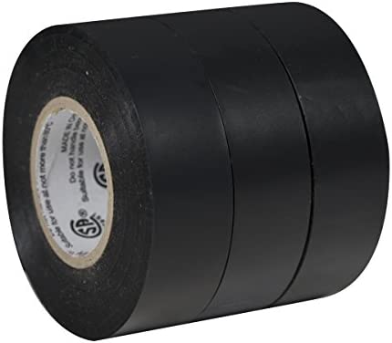 Duck Brand 299004 Professional Electrical Tape, 0.75-Inch by 50-Feet, 3-Pack of Rolls, Black