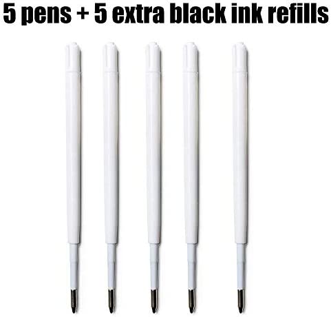Galagee Wide Body Ballpoint Pens (5 pens + 5 extra black ink refills) - Super Big Fat Pens for Arthritis, Parkinson's, Carpal Tunnel and Essential Hand Tremors