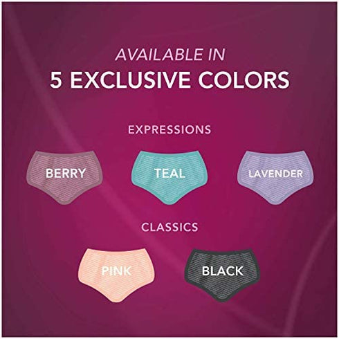 Depend Silhouette Incontinence and Postpartum Underwear for Women, Maximum Absorbency, Disposable, Small, Pink/Black/Teal/Berry, 4 Count
