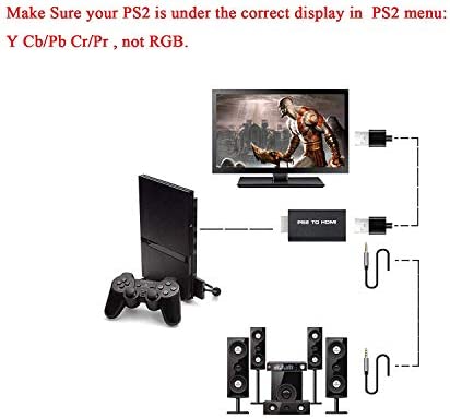 Video AV Adapter for Sony Playstation 2 PS2 to HDMI Converter w/ 3.5mm Audio Output, for HDTV HDMI Monitor by Farenow