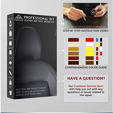 FORTIVO Brown Leather Repair Kits for Couches - Vinyl Repair Kit | Furniture, Car Seats, Sofa, Jacket, Purse, Belt, Shoes | Genuine, Italian, Bonded, PU, Leather |No Heat Required | Repair & Restore