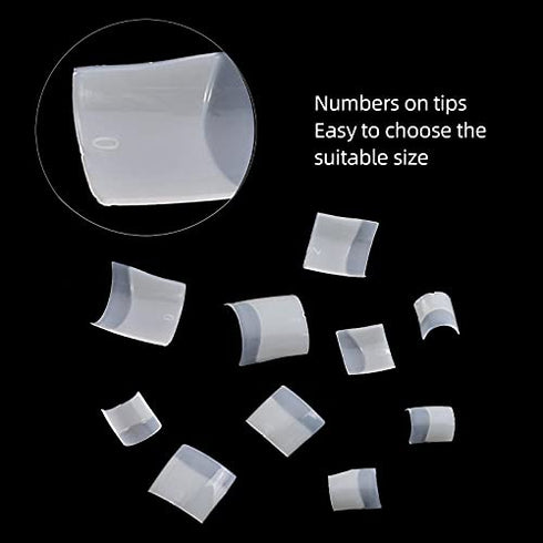 Fake Nails 500PCS Short Square Nail Tips Half Cover French Acrylic Nails