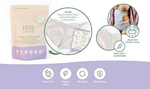 Lulus Naturals Castor Oil Pack-Castor Oil Pack Wrap Made of Plush Organic Cotton Velour-Castor Oil Pack for Liver Detox, Insomnia, Constipation-Less Mess, Heatless, Reusable(Castor Oil Not Included)