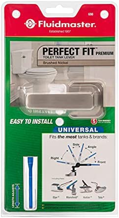 Fluidmaster 698 Universal Premium Toilet Tank Lever In Brushed Nickel, Contemporary Toilet Handle With Adjustable Arm