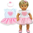 Sophia's 15 Inch Baby Doll Clothes 2 Pc. Set, Detailed Pink Heart Top, Tutu Skirt & Headband Fits 15 Inch Baby Dolls! Heart Dress & Headband|Plus Gift Bag |Doll Not Included