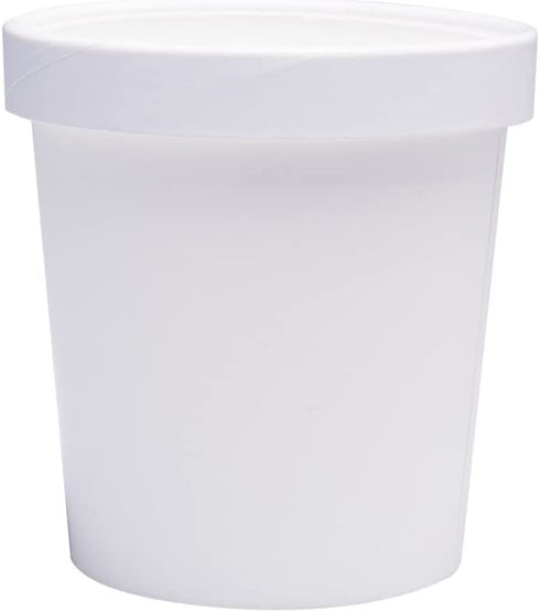 Belinlen Paper Ice Cream Cups with Paper Lids, Paper Hot/Cold Soup Cups with Lids (White) (25, 16 oz)