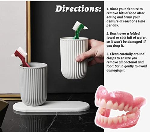 Premium Hard Denture Brush Toothbrush, Cleaning Brush, Multi-Layered Bristles & Portable Denture Double Sided Brush, Denture Care(Pack of 3)