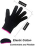 2 Heat Resistant Glove for Hair Styling, Curling Iron, Flat Iron and Curling Wand, Black, Pink Edge