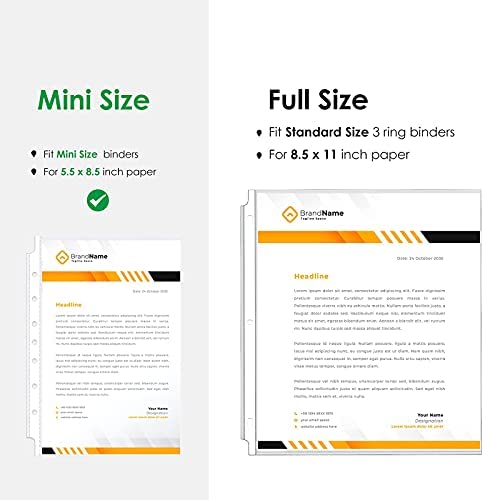 KTRIO Heavyweight Sheet Protectors for Mini 3 Ring Binder Clear Page Protector, 5.5 x 8.5 inch Plastic Sleeves for Small Binders, Paper Protector 7 Hole Top Loading, 60 Pack