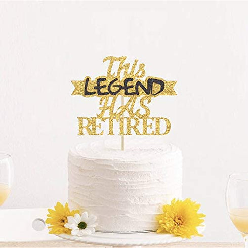 Glitter This Legend Has Retired Cake Topper, Happy Retirement Cake Decorating - Hello Pension Goodbye Tension - Corporation Farewell Party Decoration