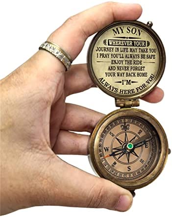 The New Antique Store - Compass with Case/Gift for Son/to My Son Gifts/Mom to Son Gift (to My Son)