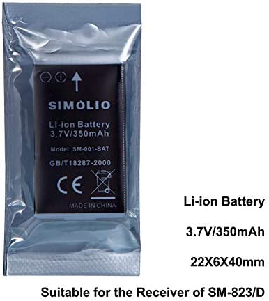 Li-ion Battery for SIMOLIO Wireless TV Headphones SM-823, SM-823D, Rechargeable and Replaceable Battery for Simolio Wireless TV Hearing Assistance Headsets