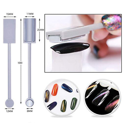 WOKOTO 6Pcs 3d Cat Eyes Magnetic UV Gel Nail Polish Pen Set Flower Ombre Design Double Head Magnet Stick Manicure DIY Tools