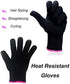 2 Heat Resistant Glove for Hair Styling, Curling Iron, Flat Iron and Curling Wand, Black, Pink Edge