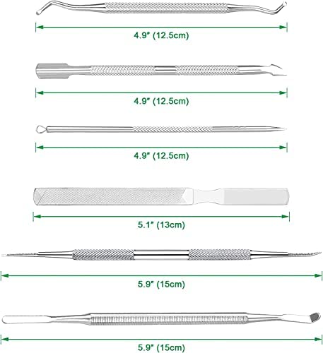6-Pack Ingrown Toenail File and Lifters, Professional Surgical Stainless Steel Ingrown Toenail Removal Tool Kit, Manicure Treatment Pedicure Nail Correction Polish Pain Under Sidewall Cleaner Relief