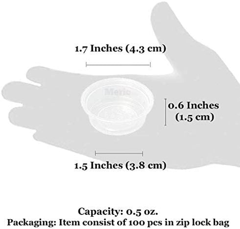 Meric Gecko Food Container, Transparent PVC Plastic Cups for Feeding & Drinking, No-Leak and Escape Design to Keep Mealworms Inside, 100 Pieces per Pack