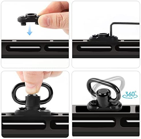 Theopot 2 Point Sling and 2 Pack Qucik Release QD Sling Swivels Mount Adjustable Length,Push Button QD Sling Mount Sling Swivels(Black)