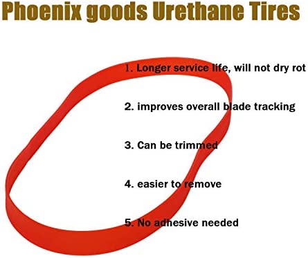 Urethane Band Saw Tires 9 inch x 1/2 inch x .095 inch 2 Pack for Delta 28-150 BS100 SM400 Craftsman 137.21409 113.24458 315.214770 Grizzly G1052 Black & Decker BDBS100 BS700 Ryobi BS901 ProTech 3203
