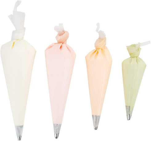 Pastry Tek Piping Bag Set, Set Of 4 Reusable Icing Bags - BPA-Free, Durable, White Silicone Pastry Bag Set, Anti Burst, Decorate Cakes, Cupcakes, Macarons, Or Cookies - Restaurantware