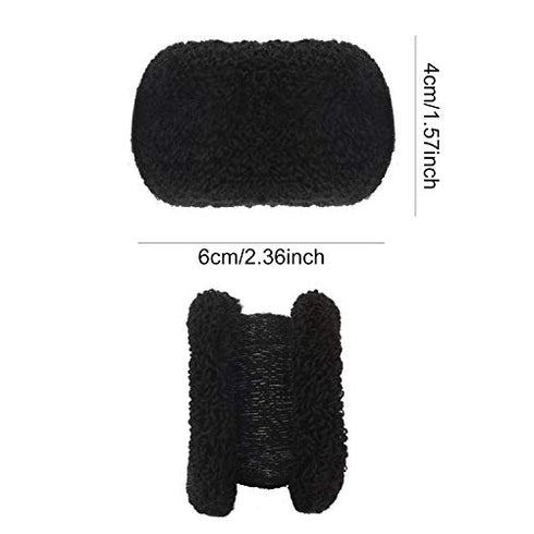 12 Pack Black Terry Cloth Towel Elastic Stretchy Wide Thick Hair Ties Scrunchies Ties Ring Loop No Crease Seamless Rubber Hair Band Ponytail Holder Hair Accessories for Women Girl
