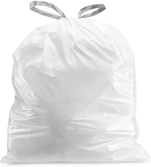 Plasticplace - TRA275WH Custom Fit Trash Bags ”‚ simplehuman (x) Code R Compatible (100 Count) ”‚ White Drawstring Garbage Liners 2.6 Gallon / 10 Liter ”‚ 16.5" x 18" White