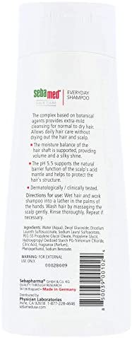 Sebamed Everyday Shampoo For All Hair Types and Sensitive Scalp pH 5.5 for Healthier Looking Hair 6.8 Fluid Ounces (200 Milliliters)