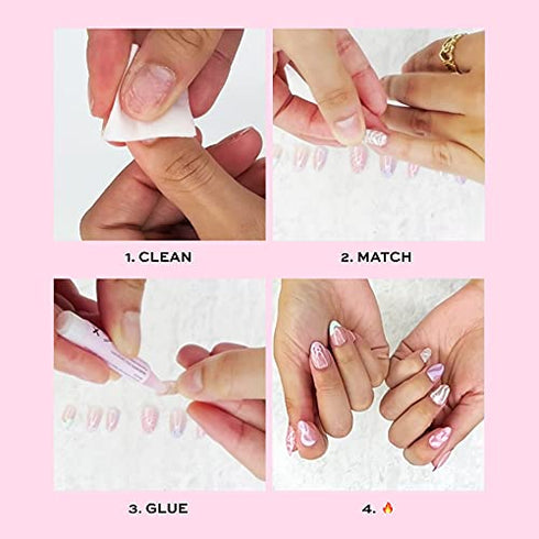 Glamnetic Press On Nails - Mariposa | Glossy Short Coffin Nails with Salon UV Finish, Reusable Opaque Nails in 12 Sizes - 30 Nail Kit with Glue